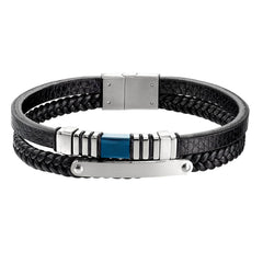 Navy Blue Leather Two Cord Bracelet
