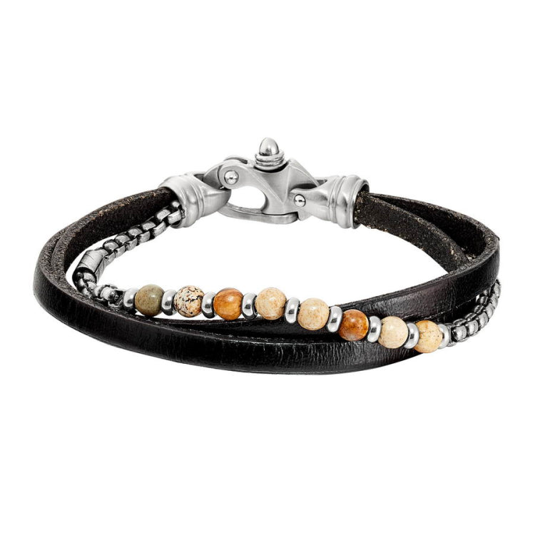 Black Leather Two Cord Bracelet