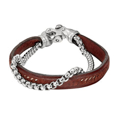 Black Leather Two Cord Bracelet