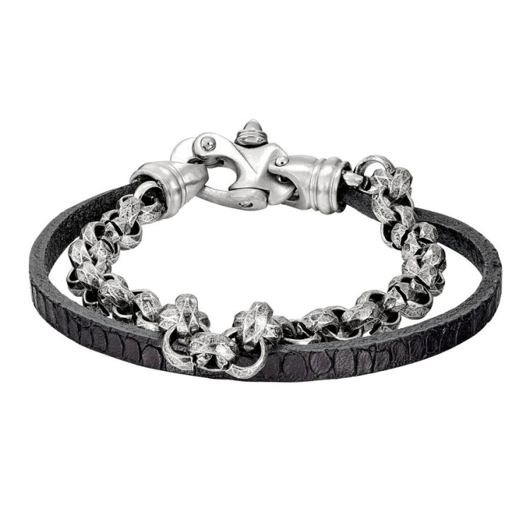 Black Leather Two Cord Bracelet