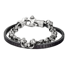 Black Leather Two Cord Bracelet