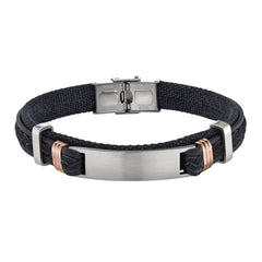 Black Leather One Cord Bracelet