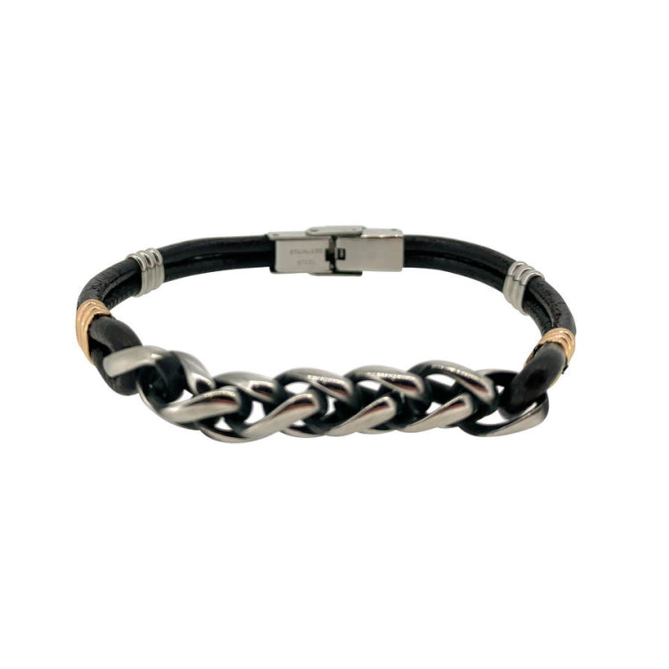 Black Leather Single Cord Bracelet