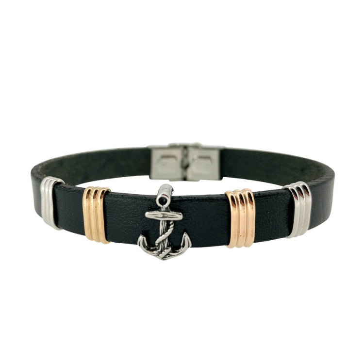 Black Leather Single Cord Bracelet