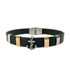 Black Leather Single Cord Bracelet