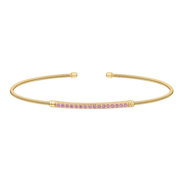 Single Cable Cuff Birthstone Bracelet - October