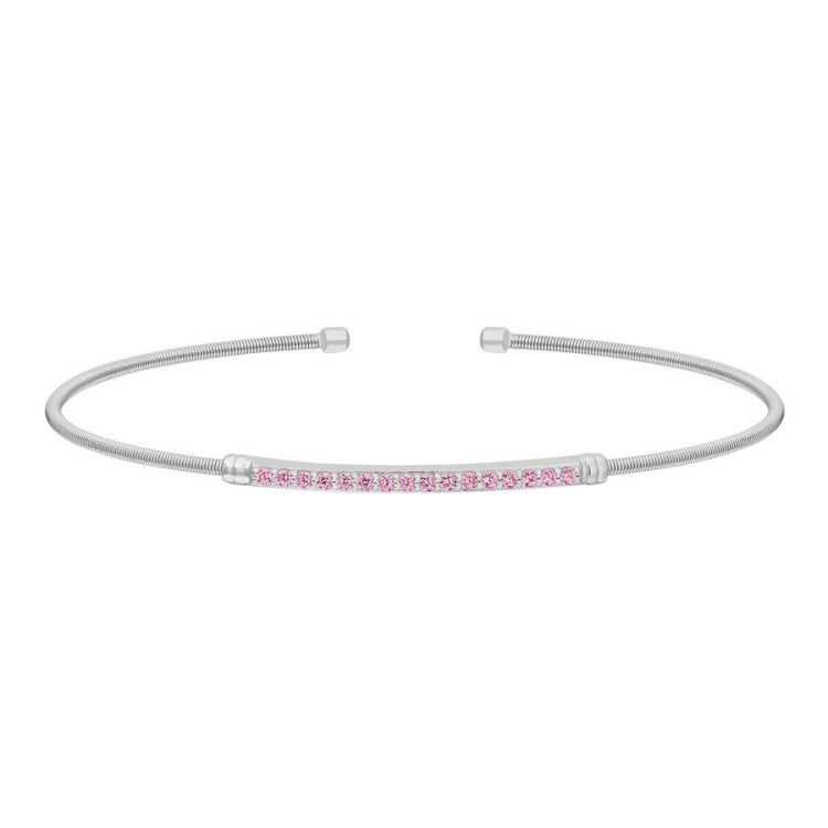 Single Cable Cuff Birthstone Bracelet - October