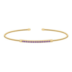 Single Cable Cuff Birthstone Bracelet - February