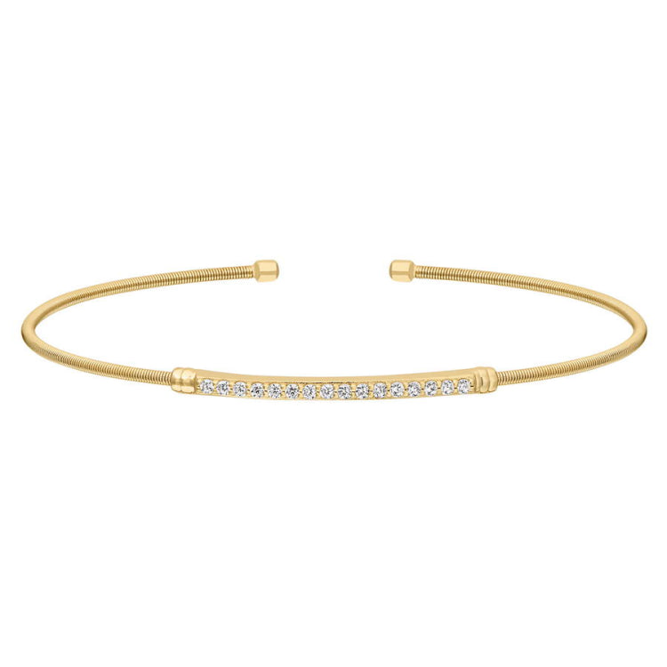 Single Cable Cuff Birthstone Bracelet - April