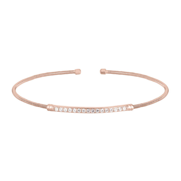 Single Cable Cuff Birthstone Bracelet - April