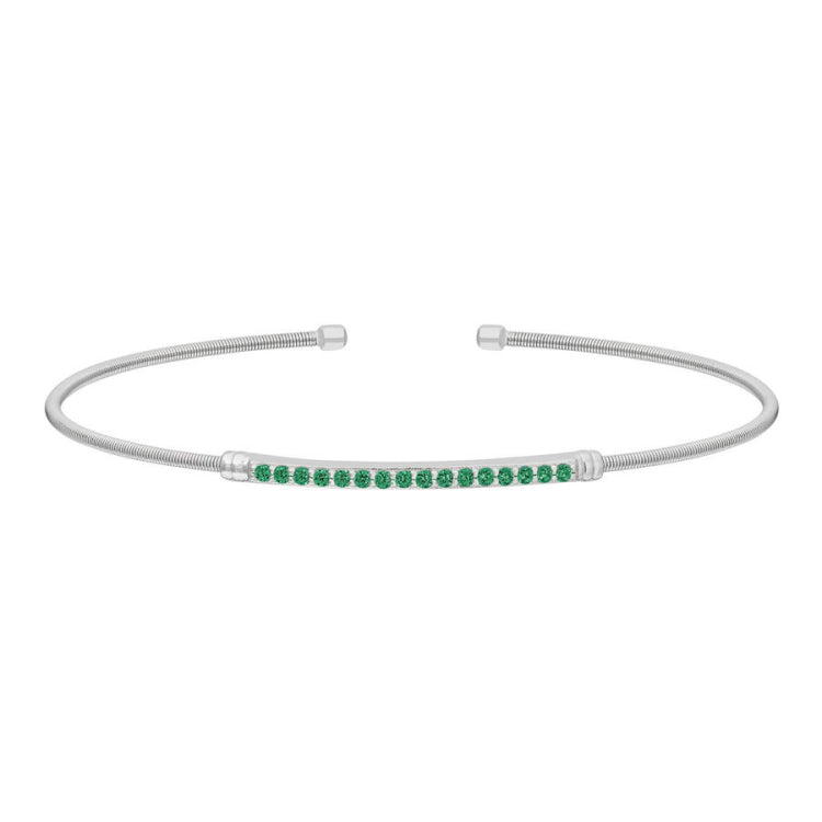 Single Cable Cuff Birthstone Bracelet - May