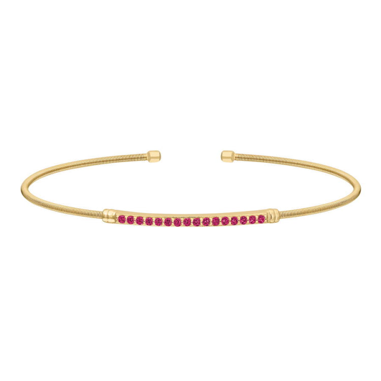 Single Cable Cuff Birthstone Bracelet - July