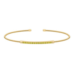 Single Cable Cuff Birthstone Bracelet - August