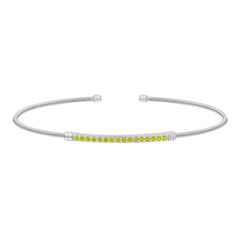 Single Cable Cuff Birthstone Bracelet - August