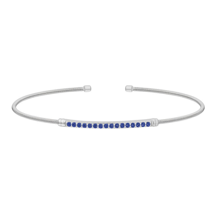 Single Cable Cuff Birthstone Bracelet - September