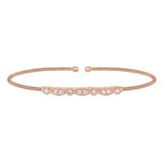 Single Cable Cuff Bracelet with Marquis and Round Design