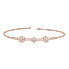 Single Cable Cuff Bracelet with Three Clusters