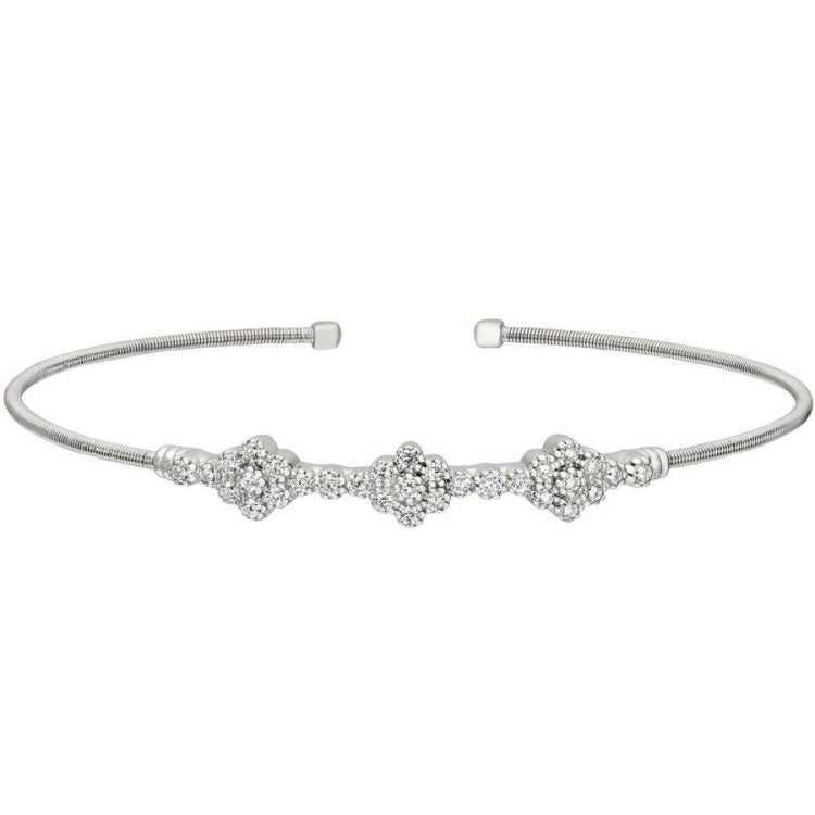 Single Cable Cuff Bracelet with Three Clusters