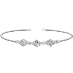 Single Cable Cuff Bracelet with Three Clusters
