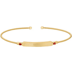 Engravable Name Plate Cuff Bracelet - Garnet
