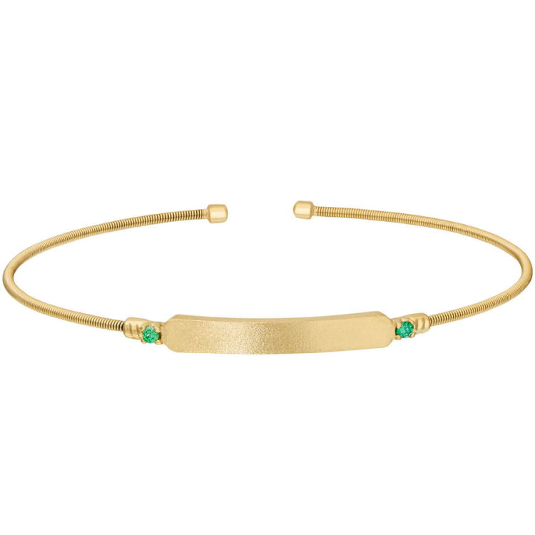 Engravable Name Plate Cuff Bracelet - Emerald