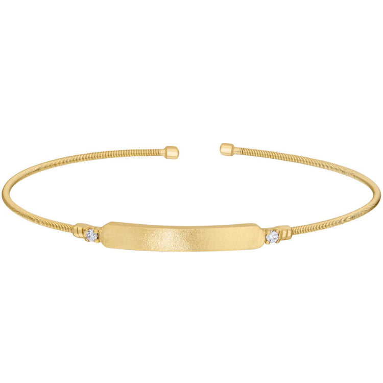Engravable Name Plate Cuff Bracelet - Light Amethyst