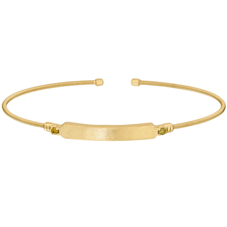 Engravable Name Plate Cuff Bracelet - Peridot