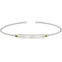 Engravable Name Plate Cuff Bracelet - Peridot
