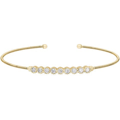 Single Cable Cuff Bracelet with Beaded Bezel Set Stones