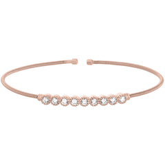 Single Cable Cuff Bracelet with Beaded Bezel Set Stones