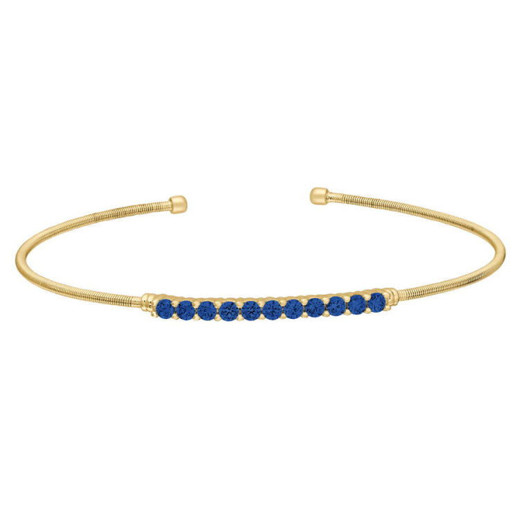 Single Cable Cuff Bracelet with Single Row of Stones