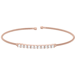 Single Cable Cuff Bracelet with Single Row of Stones