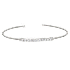 Single Cable Cuff Bracelet with Single Row of Stones
