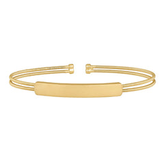 Two Cable Cuff Bracelet with Engravable Name Plate