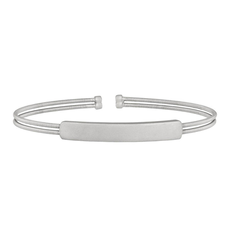 Two Cable Cuff Bracelet with Engravable Name Plate