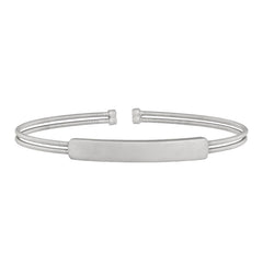 Two Cable Cuff Bracelet with Engravable Name Plate