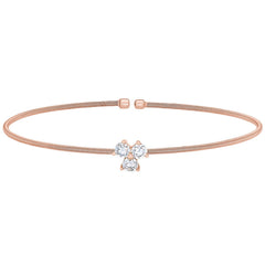 Single Cable Cuff Bracelet with Three Stone Design