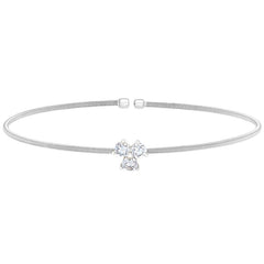 Single Cable Cuff Bracelet with Three Stone Design