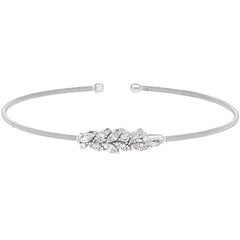 Single Cable Cuff Bracelet with Leaf Pattern