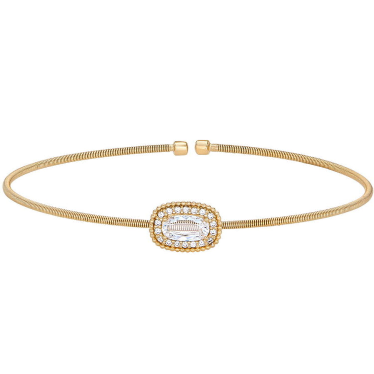 Single Cable Cuff Bracelet with Oval Halo