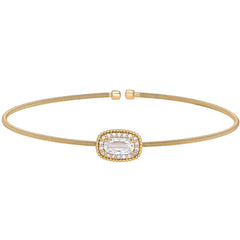 Single Cable Cuff Bracelet with Oval Halo