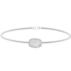 Single Cable Cuff Bracelet with Oval Halo
