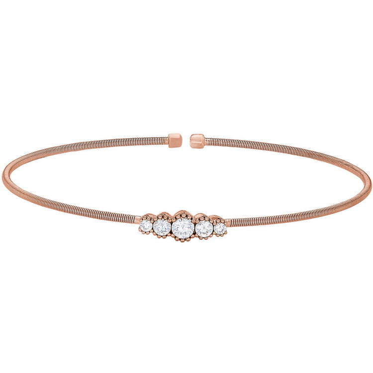 Single Cable Cuff Bracelet with Graduated Five Stones