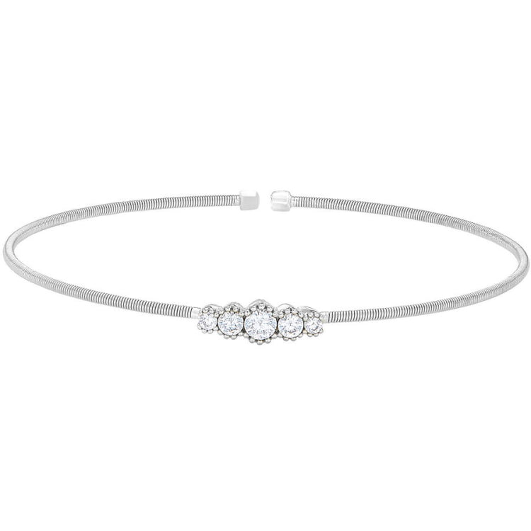 Single Cable Cuff Bracelet with Graduated Five Stones