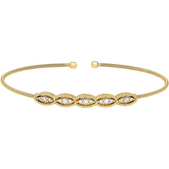 Single Cable Cuff Bracelet with Five Marquise Shapes