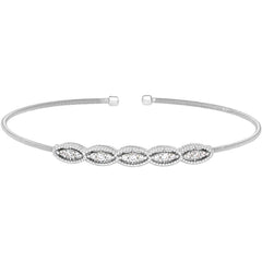 Single Cable Cuff Bracelet with Five Marquise Shapes