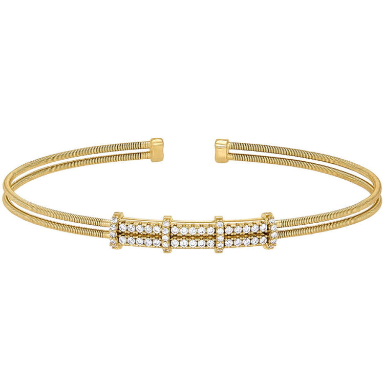 Single Cable Cuff Bracelet with Two Row Pattern