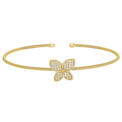 Single Cable Cuff Bracelet with Butterfly