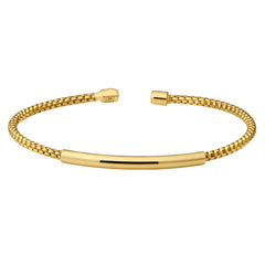 Box Link Cuff Bracelet with Polished Bar