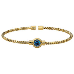 Box Link Cuff Bezel Set Birthstone Bracelet - December